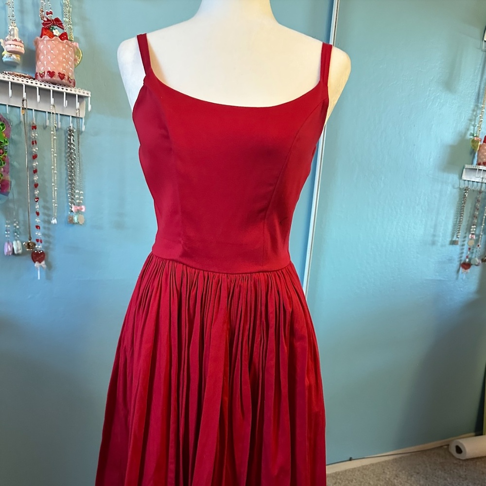 Pin Up Girl Clothing Red Swing Dress (Size Medium)